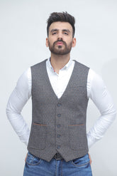 Brown Textured Waistcoat